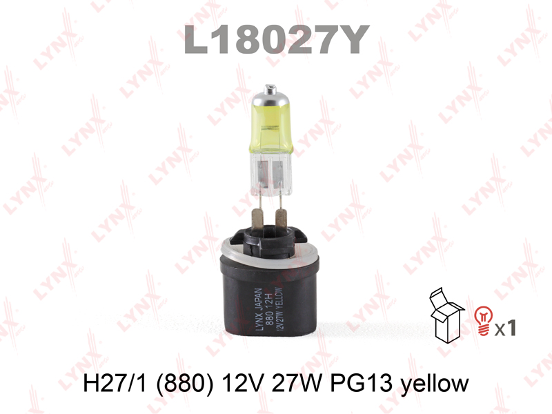 Лампа галогеновая "LYNXauto" H27 W/1 YELLOW L18027Y