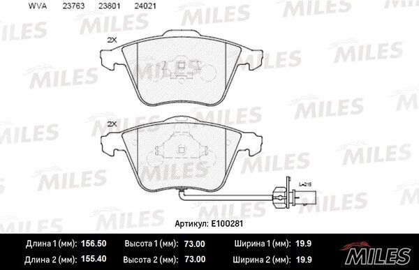 Колодки тормозные E100281 "MILES" B3YF-33-23Z D3153H