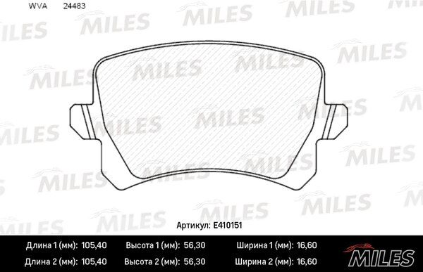 Колодки тормозные E410151 "MILES" LP1824 0986494344  GDB1622 JZW698451