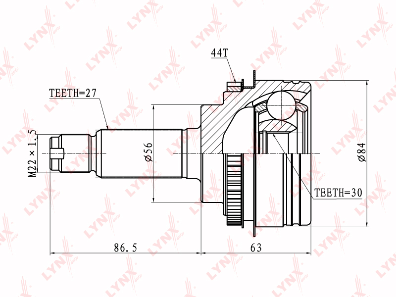 CO-7101A Шрус внешний "LYNXauto" FU26A44