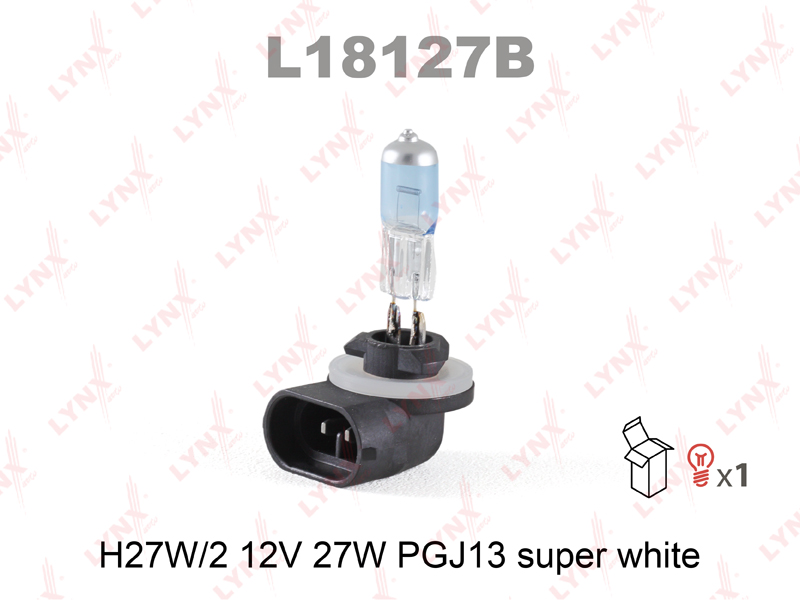 Лампа галогеновая "LYNXauto" H27 W/2 L18127B SUPER WHITE