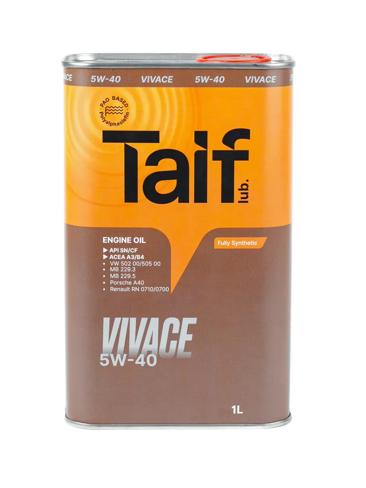 Масло моторное "TAIF" VIVACE 5W40 API SN/CF A3/B4 1L (211133)