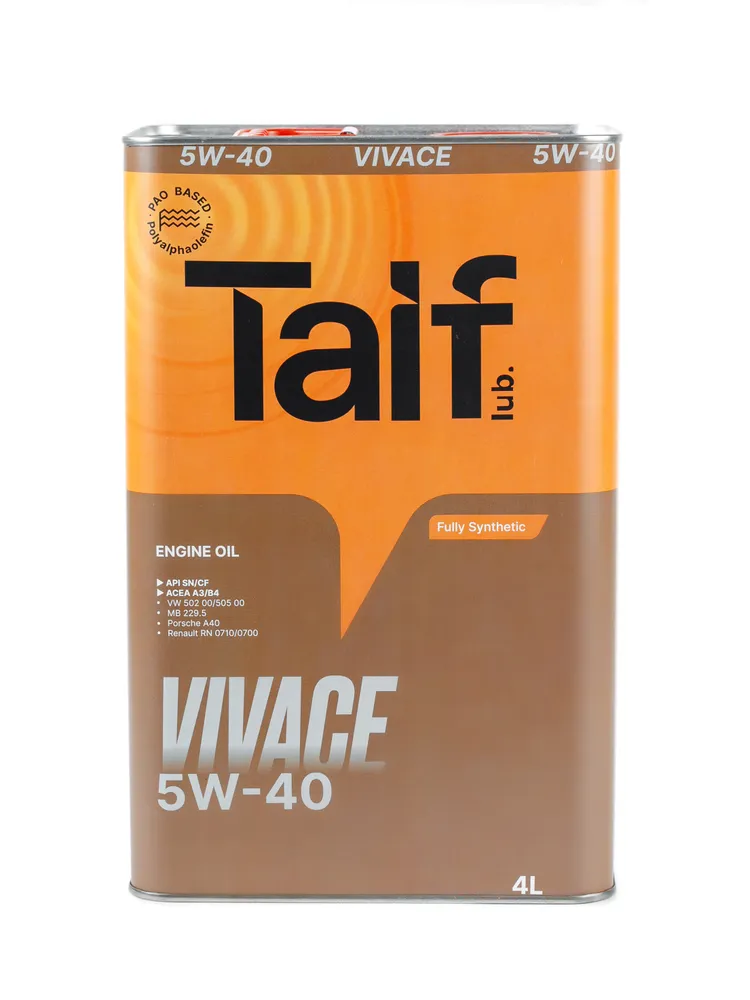 Масло моторное "TAIF" VIVACE 5W40 API SN/CF A3/B4 4L (211132)