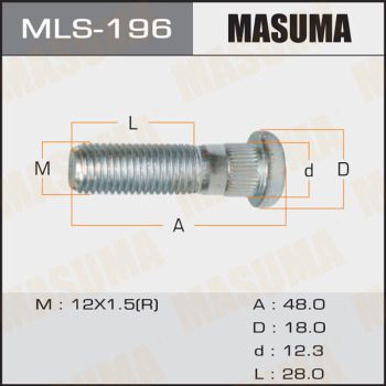 Шпилька колесная HONDA "MASUMA" MLS-196 (M12*1.5 D=12.2 L=47) 90113-SS4-90 0384-002, ST-90113-SD4-902, 90113-SD4-902, 90113-SD4-901, 90113-S84-901