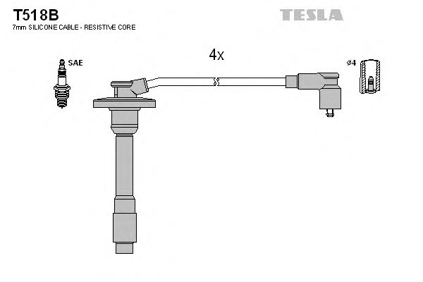 T518B Провода высоковольтные "Tesla" 5914 90080-91127 RCET1217